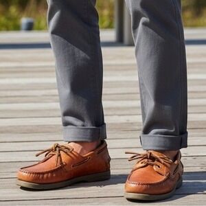 R.J. Colt Clipper Mens Boat Shoe 10.5 M Nautical Deck Loafer Brown Leather